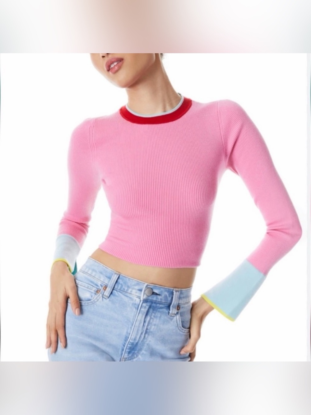 Alice + Olivia Westi Colorblock Wool Blend Sweater